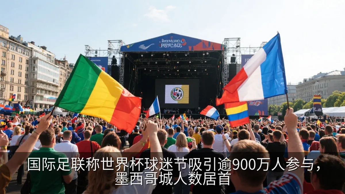 户外球迷活动区的夜间观赛人群