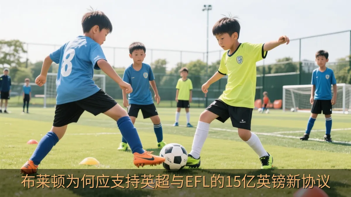 年轻足球运动员在训练场上进行传球训练
